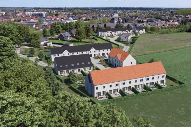Landelijke nieuwbouwwoningen langs de Vondelstraat in Lokeren