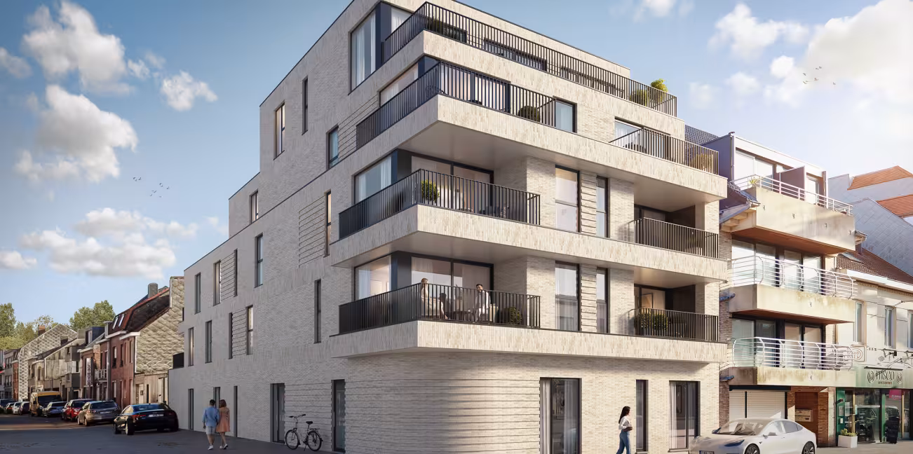 Residentie met appartementen en terrassen in De Panne, Hectaar bouwproject