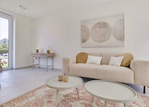 Lichtrijke woonkamer in nieuwbouwwoning in Bredene